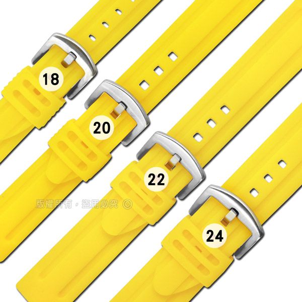 Watchband  / 各品牌通用 舒適耐用 輕便 運動型 加厚矽膠錶帶 黃色 804-13-YW