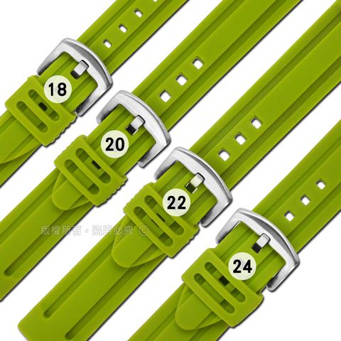 Watchband / 各品牌通用 舒適耐用 輕便 運動型 加厚矽膠錶帶 綠色 804-13-GN