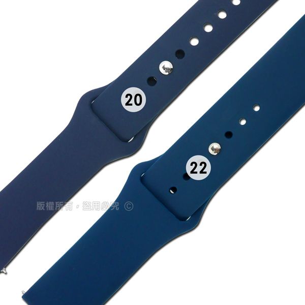 Watchband  / 各品牌通用 快拆錶耳 輕盈舒適 運動型 穿式按夾扣 矽膠錶帶 深藍