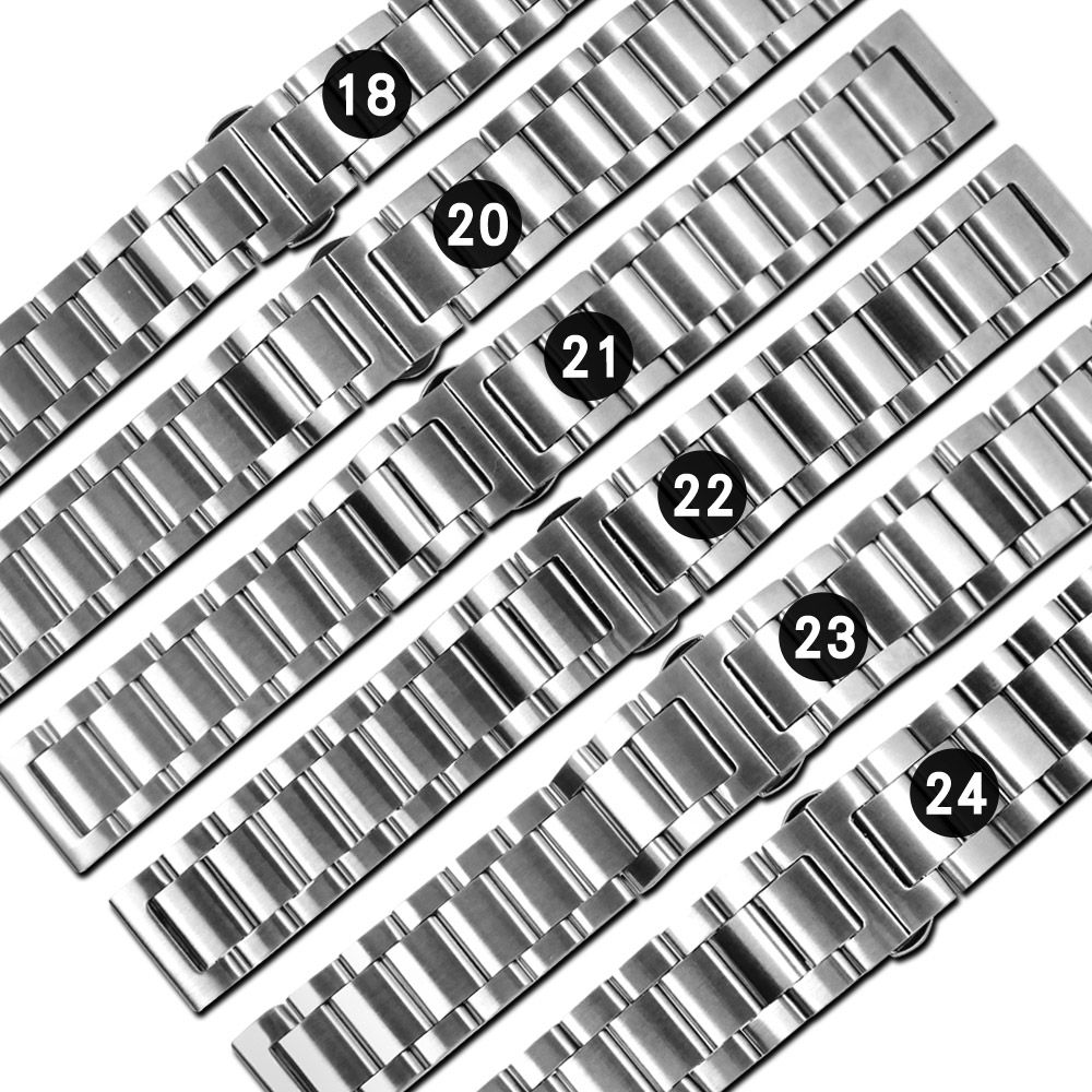 Watchband  / 18.20.21.22.23.24 mm / 各品牌通用 啞光拉絲 霧面 蝴蝶雙壓扣 不鏽鋼錶帶 銀色 836-41-SR