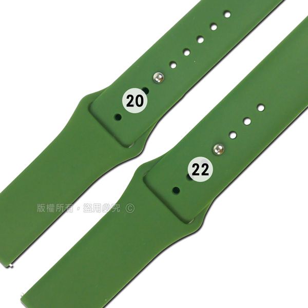 Watchband  / 各品牌通用 快拆錶耳 輕盈舒適 運動型 穿式按夾扣 矽膠錶帶 綠色