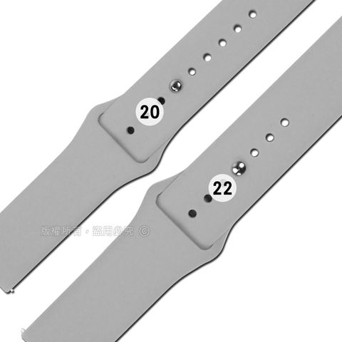 Watchband / 各品牌通用 快拆錶耳 輕盈舒適 運動型 穿式按夾扣 矽膠錶帶 灰色