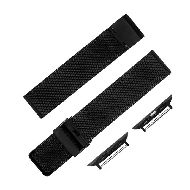 Apple 蘋果  Watch / 38.40.42.44mm / 手錶替用錶帶 經典百搭 米蘭編織不鏽鋼錶帶 黑色 213-SF-DW01-B