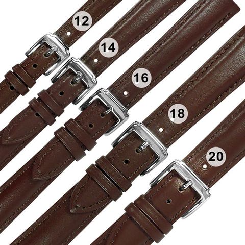 Watchband / 各品牌通用 經典色系 真皮錶帶 不鏽鋼扣頭 咖啡色