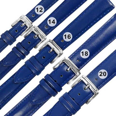 Watchband / 各品牌通用 經典色系 真皮錶帶 不鏽鋼扣頭 藍色