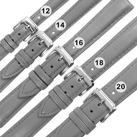 Watchband / 各品牌通用 經典色系 真皮錶帶 不鏽鋼扣頭 灰色