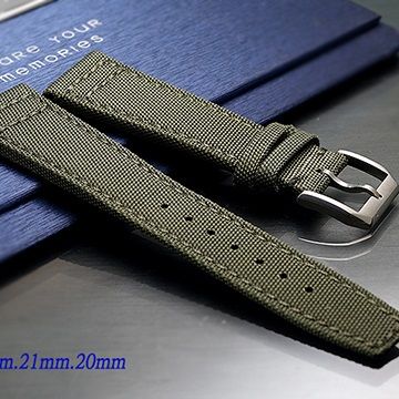 全新 IWC 萬國錶代用進口高級強化纖維雙向摺疊扣錶帶軍綠色款 (22mm.21mm.20mm)