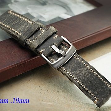 軍錶.運動錶- 手工限量仿舊款瘋馬皮爆裂紋錶帶 ( 21mm.19mm )