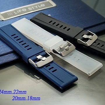 防水舒適 精美快拆式-通用型矽膠錶帶 ( 22mm.20mm.18mm )