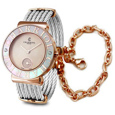 CHARRIOL 夏利豪 St-Tropez 可拆式玫瑰色鎖鍊錶(ST30PCD1 560 031)x30mm