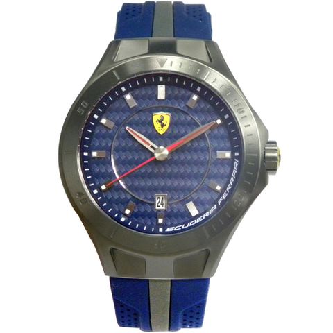 送限量贈品，送完為止Scuderia Ferrari 法拉利 流線快感碳纖維賽車錶(藍/45mm) FA0830081
