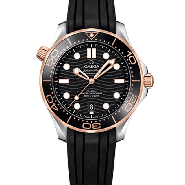 Omega   海馬系列黑面波浪紋 精鋼Sedna金 42MM