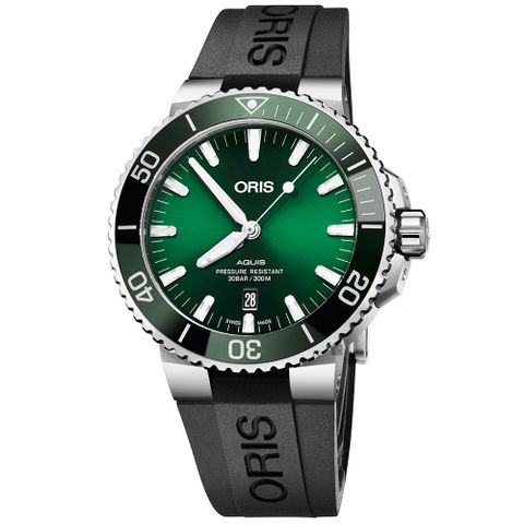 ORIS 豪利時 Aquis 時間之海潛水300米日期機械錶-綠水鬼/43.5mm 0173377304157-0742464EB