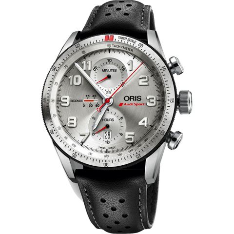 ORIS 豪利時 Audi Sport 鈦限量聯名計時腕錶-銀/44mm 0177476617481-Set