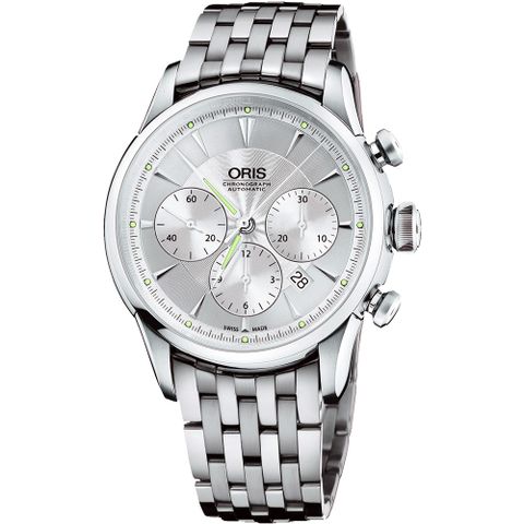 ORIS 豪利時 Artelier 復刻三眼計時機械手錶-銀/44mm 0167676034051-0782273