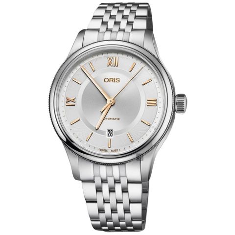 ORIS 豪利時 Classic 文化系列日期機械錶-銀/42mm 0173377194071-0782010