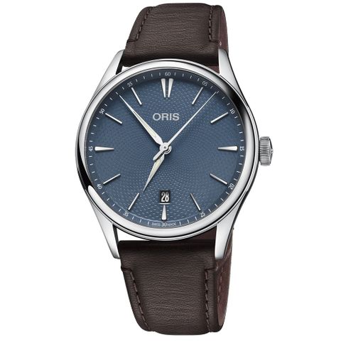 ORIS 豪利時 Artelier 日期機械錶-藍x咖啡/40mm 0173377214055-0752131FC