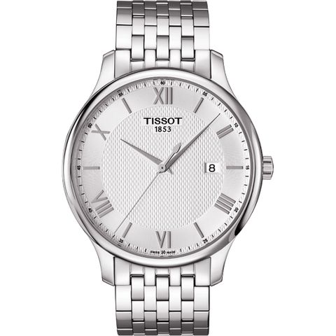 TISSOT 天梭 Tradition 羅馬經典大三針石英手錶-銀/42mm T0636101103800