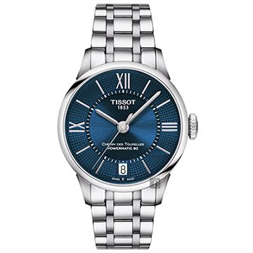 TISSOT 天梭 杜魯爾系列動力80小時機械女錶-藍x銀/32mm T0992071104800