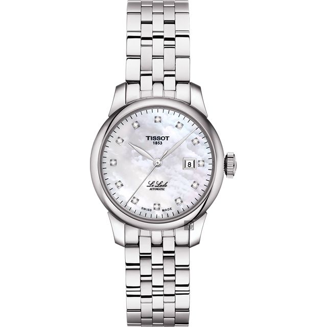 TISSOT 天梭 Le Locle 力洛克真鑽機械女錶-珍珠貝x銀/29mm T0062071111600