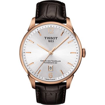 TISSOT 天梭 杜魯爾系列機械動力80手錶-銀x玫瑰金框/42mm T0994073603700