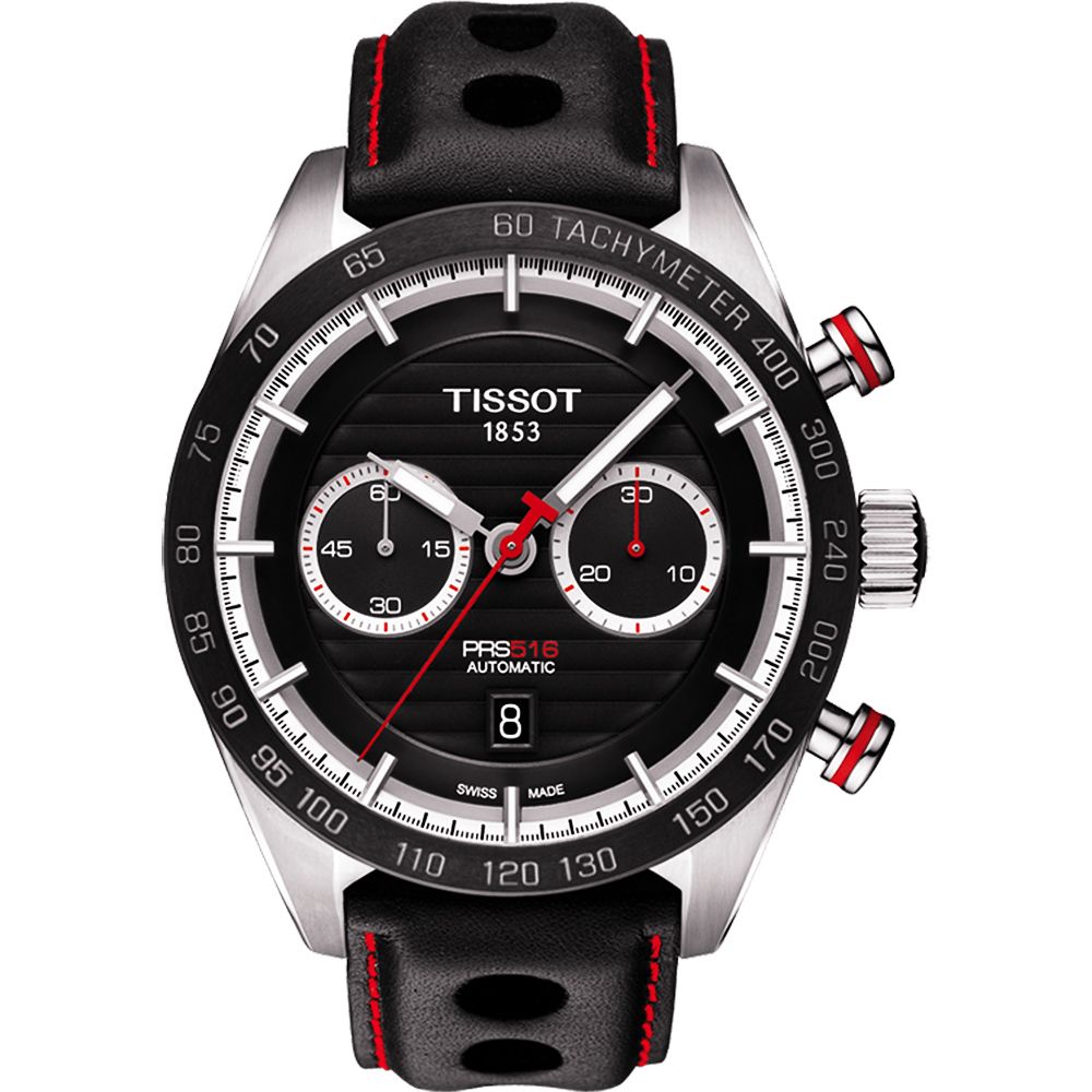 TISSOT 天梭 PRS516 系列計時機械錶-黑/45mm T1004271605100