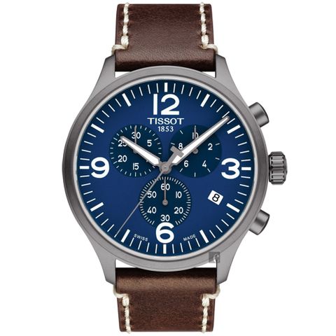 618購物節★送好禮 TISSOT 天梭 韻馳系列 Chrono XL計時手錶-藍x咖啡/45mm T1166173604700