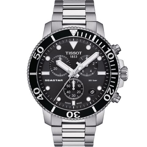 TISSOT 天梭 官方授權 SEASTAR 海星計時潛水錶(T1204171105100)45.5mm