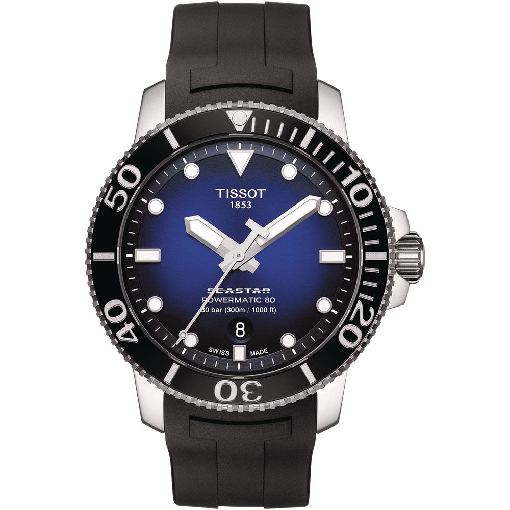 TISSOT 天梭 官方授權 Seastar1000 海洋之星潛水專業機械錶/藍/43mm/T1204071704100
