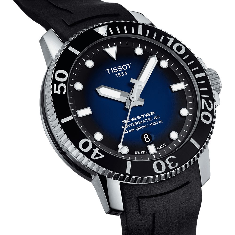 TISSOT 天梭 官方授權 Seastar1000 海洋之星潛水專業機械錶/藍/43mm/T1204071704100