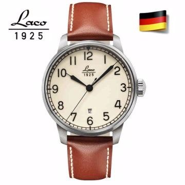 德國飛行時尚錶【Laco】朗坤861651夜光海洋機械錶-白/42MM