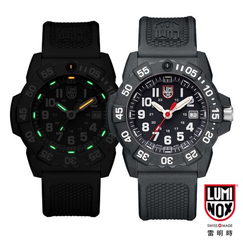 總代理兩年保固LUMINOX 雷明時NAVY SEAL 3500全新海豹2代系列腕錶-黑x白時標/45mm