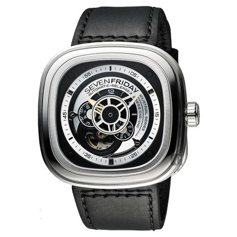 SEVENFRIDAY P1 解構世界自動上鍊機械錶-銀x黑/47mm P1B