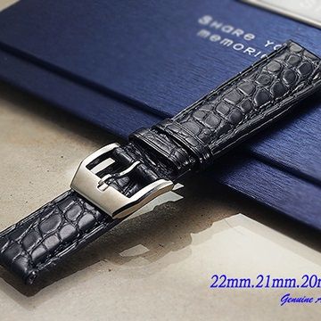 全新 IWC 軍錶特仕款錶帶鱷魚皮款墨藍色 ( 22mm.21mm.20mm)