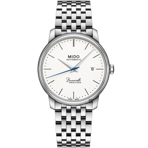 MIDO 美度 Baroncelli 永恆系列復刻超薄機械錶-白x銀/39mm M0274071101000