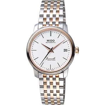 MIDO 美度 Baroncelli III 永恆系列機械女錶-銀x雙色/33mm M0272072201000