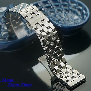  全新 不鏽鋼實心五珠摺疊扣-金屬錶帶 (26mm.24mm.22mm.20mm)