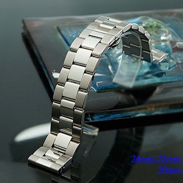 全新 不鏽鋼實心摺疊扣-三板金屬錶帶 ( 24mm.22mm.20mm.18mm )