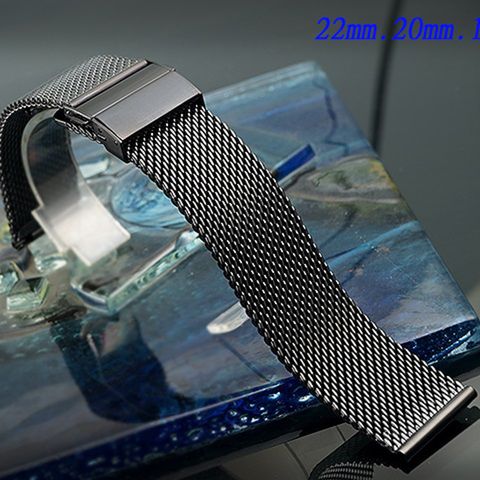 全新 不鏽鋼編織摺疊扣米蘭帶-金屬錶帶 (22mm.20mm.18mm.16mm.14mm.12mm )