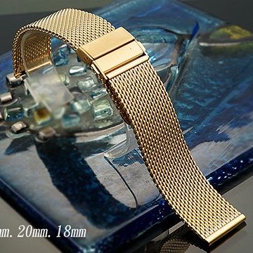 全新 不鏽鋼編織摺疊扣米蘭帶-金屬錶帶 (22mm.20mm.18mm)