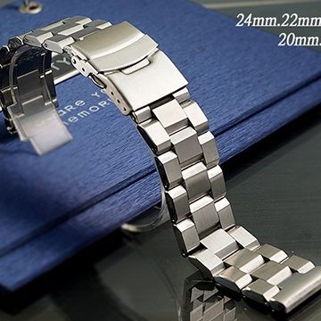 全新 不鏽鋼實心履帶型摺疊扣-金屬錶帶 (24mm.22mm.20mm.18mm)