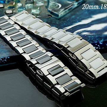 全新 不鏽鋼+陶瓷摺疊扣金屬錶帶 (22mm.20mm.18mm.16mm.14mm )