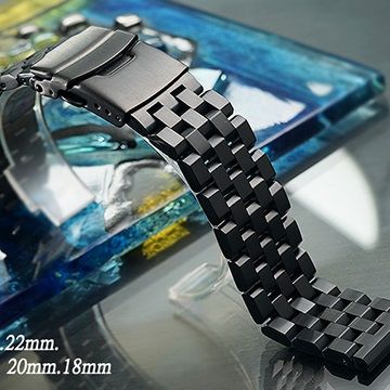 全新 不鏽鋼實心履帶型摺疊扣-金屬錶帶 ( 24mm.22mm.20mm.18mm )