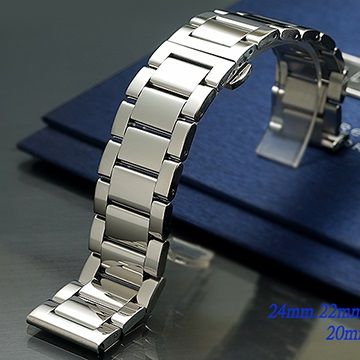 全新 不鏽鋼實心摺疊扣-快拆式金屬錶帶亮面款 ( 24mm.22mm.20mm.18mm )