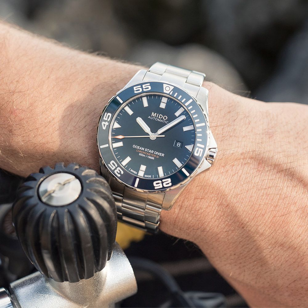 MIDO 美度 Ocean Star 海洋之星深潛600米陶瓷潛水錶-藍x銀/44mm M0266081104100