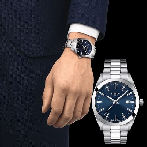 618購物節★送好禮 TISSOT 天梭 Gentleman 紳士石英手錶-藍/40mm T1274101104100
