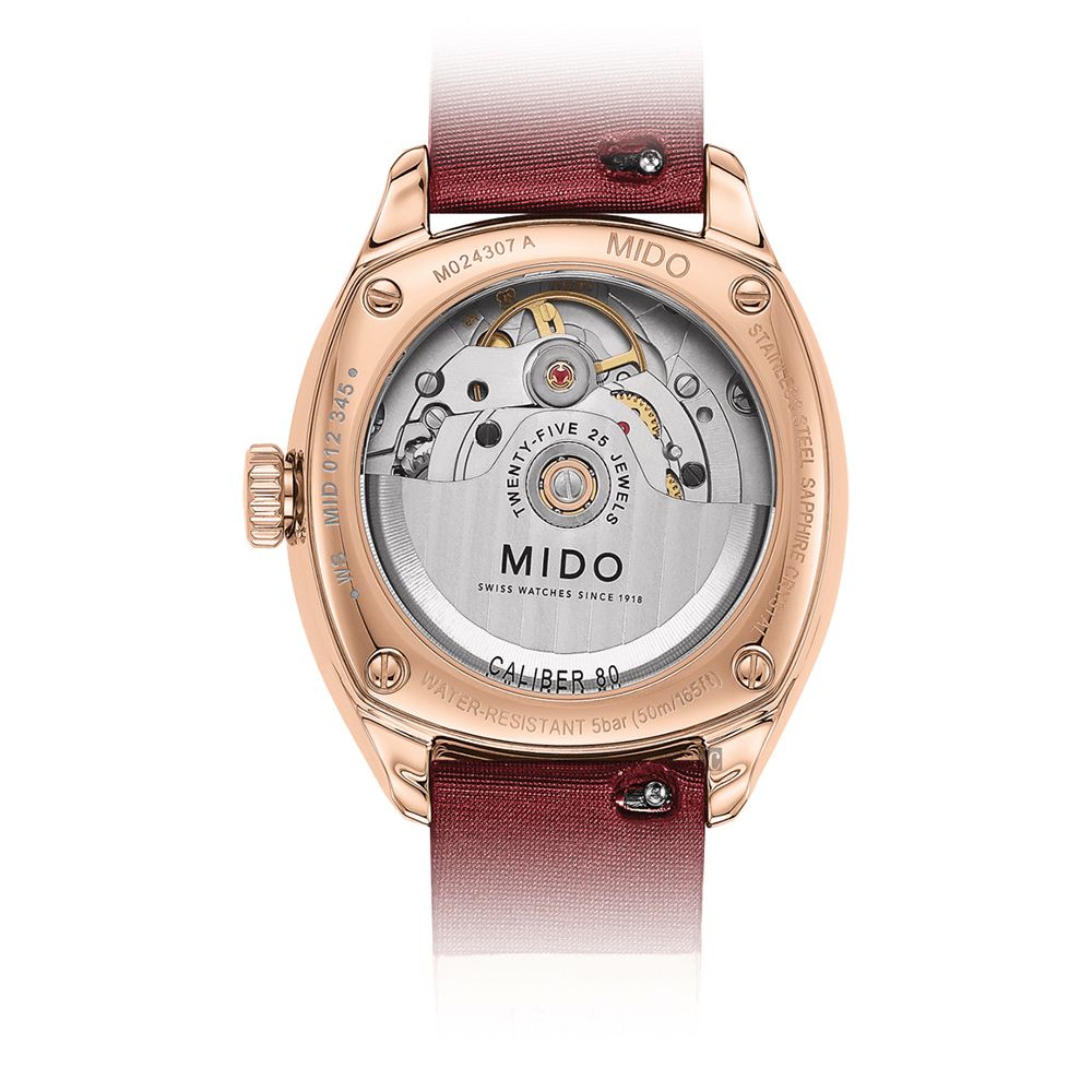 MID 012 345M024307 AENTY-25MIDOMIDOSWISS WATCHES SINCE 1918CALIBER WATER-RESISTANT 5bar (50m/)