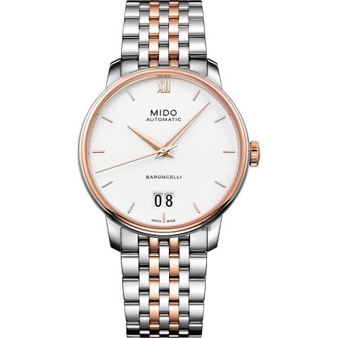 MIDO 美度 BARONCELLI 永恆系列 III 大日期機械錶-銀x雙色版/40mm M0274262201800