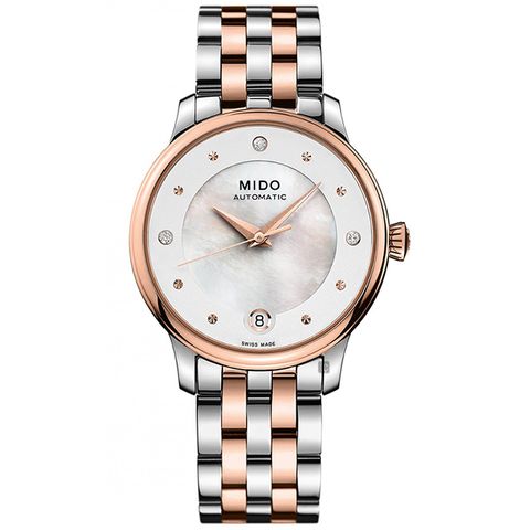 母親感恩月▼再送好禮MIDO 美度 BARONCELLI 永恆系列真鑽機械女錶-珍珠貝x雙色34mm M0392072210600