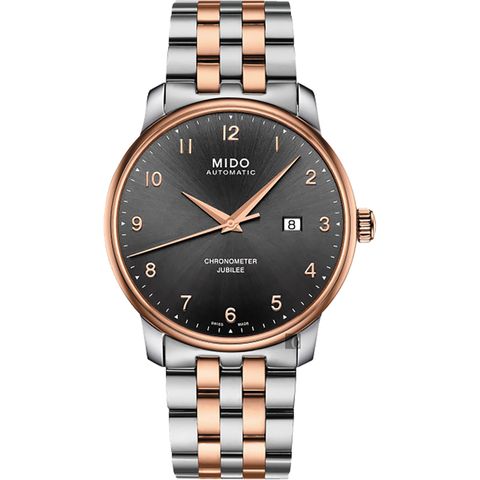 MIDO 美度 Baroncelli 永恆系列天文台認證機械錶-灰x雙色版/42mm M0376082206200